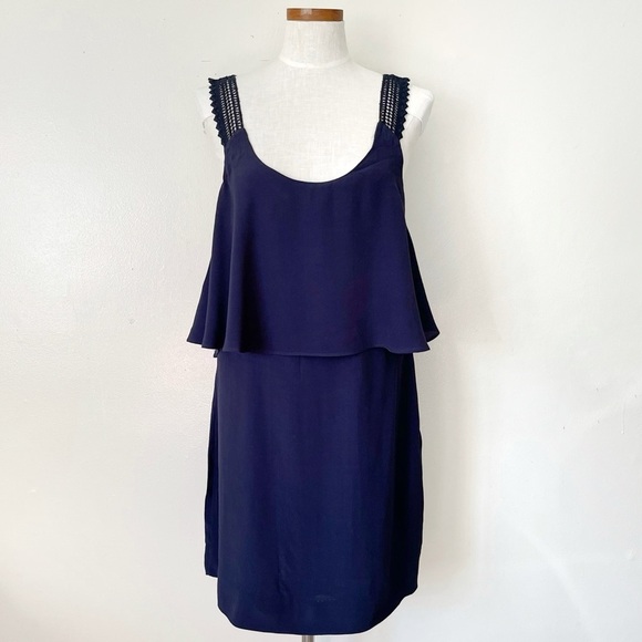 Anthropologie Maeve Navy Blue shift dress mini length size 8 preowned - Picture 1 of 7